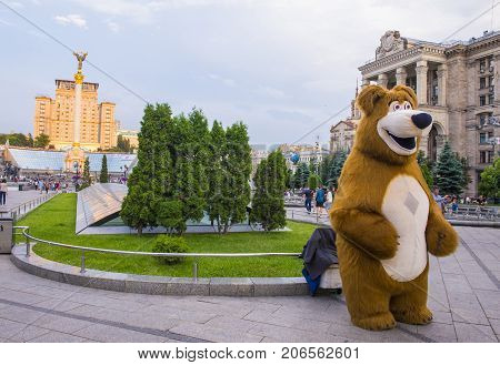 KIEV UKRAINE - JUNE 05 : The Maidan Nezalezhnosti in Kiev Ukraine on 05 June 2017 it is one of the city's main squares located on Khreshchatyk Street