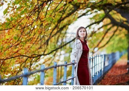 Woman In Paris On A Bright Fall Day