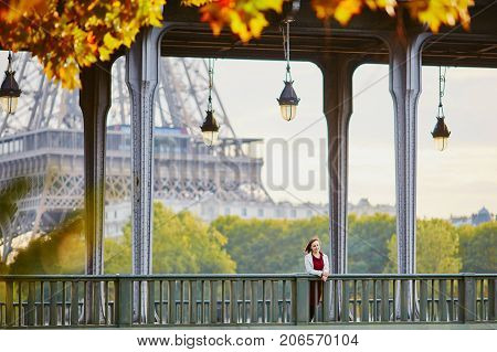 Woman In Paris On A Bright Fall Day