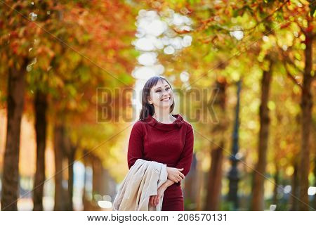 Woman In Paris On A Bright Fall Day
