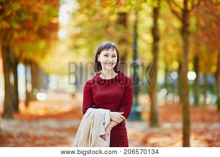Woman In Paris On A Bright Fall Day