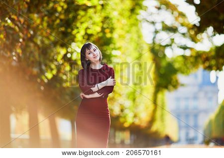 Woman In Paris On A Bright Fall Day
