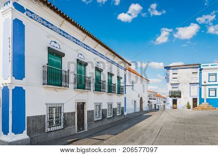 Beautiful street of Arraiolos, Alentejo, Portugal. Pelourinho
