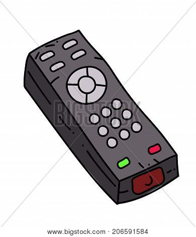 Remote control cartoon hand drawn image. Original colorful artwork, comic childish style drawing.