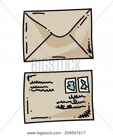 Letter cartoon hand drawn image. Original colorful artwork, comic childish style drawing.