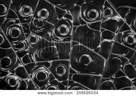 microscopic detail of some dried egg white in dark back