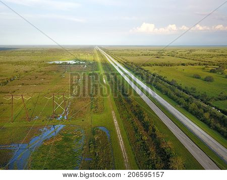 Irma Aerial Florida Turnpike Green Straight Highway
