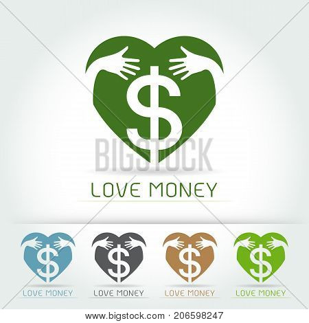 ollar Sign Iconhug and love save money concept on white background Vector illustration
