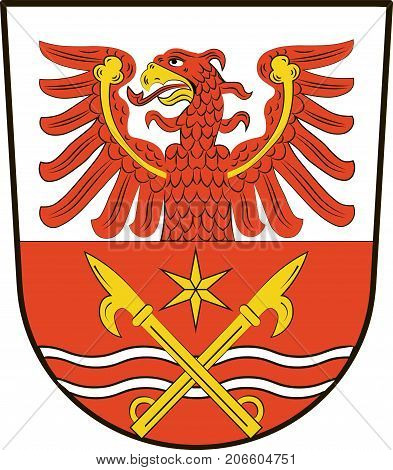 Coat of arms of Markisch-Oderland is a district in Brandenburg Germany. Vector illustration
