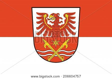 Flag of Markisch-Oderland is a district in Brandenburg Germany. Vector illustration
