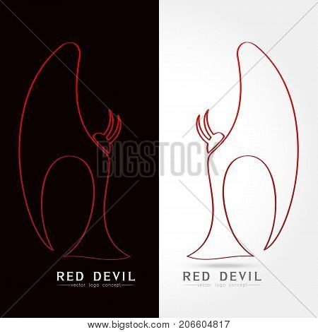 red devil - vector logo concept illustration. Human character logo. Human with wings and star. Vector logo template. Design element.