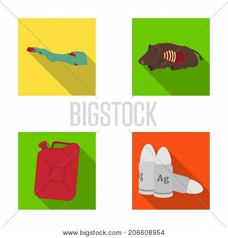 Rotten, flesh, boar, and other  icon in flat style.Apocalypse, end, world icons in set collection.