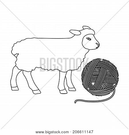 Wool, single icon in outline style.Wool vector symbol stock illustration .