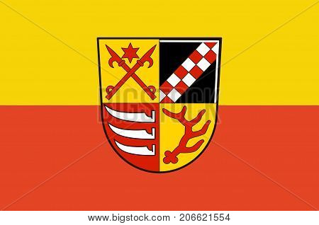 Flag of Oder-Spree is a district in the eastern part of Brandenburg Germany. Vector illustration from the 