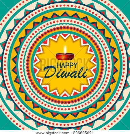 easy to edit vector illustration of decorated diya for Happy Diwali holiday background