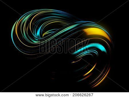 Abstract Trendy Wallpaper. Futuristic 3D Object with Dynamic Waves and Neon Lights. Colorful Stream. Geometric Lines in Motion Smooth Gradients. Digital Wallpaper for Phone or Laptop Display.