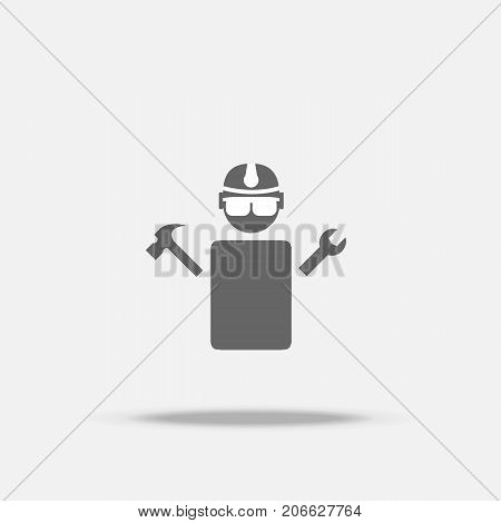 Engineer worker with helmet Flat Design vector icon