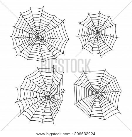 Spider web silhouette arachnid fear graphic flat scary animal poisonous design nature phobia insect danger horror tarantula halloween vector icon. Creepy warning symbol poison silhouette.
