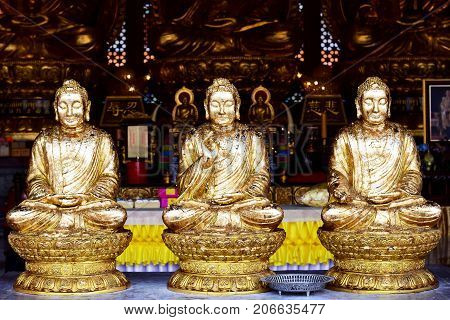 Buddha Statue Chinese Temple Or Wat Borom Raja Kanjanapisek