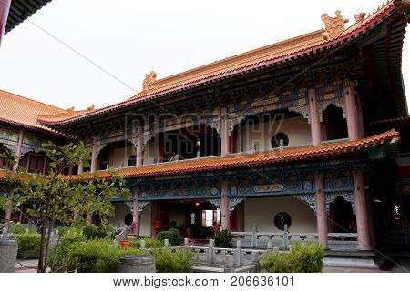 Thai People And Foreigner Travelers Visit And Pray Respect At Chinese Temple