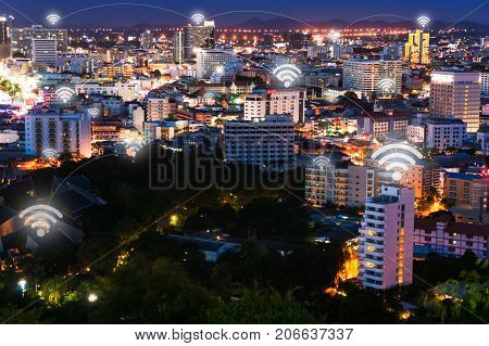 Thailand wifi network connection network. Wifi network connection concept.