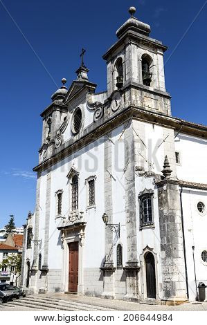 OEIRAS, PORTUGAL - September 17, 2017: Facade of the Our Lady of Purification Catholic Church built in the eighteenth century in neoclassical style Oeiras Portugal