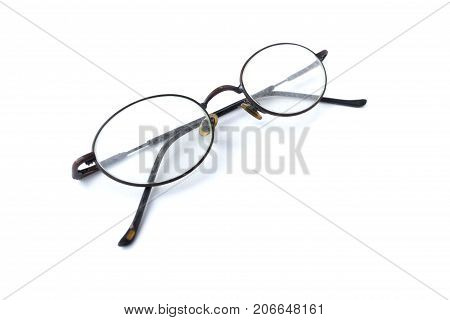 Old glasses with simple design isolated on white background