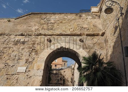 Porta Dei Due Leoni Gate In Cagliari