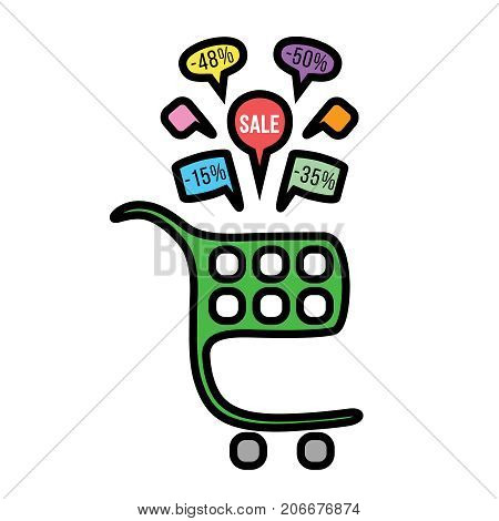 Vector color cart and color sale stickers