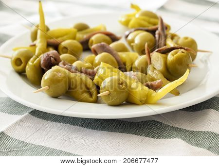 A gildas pintxos plate at Basque Country