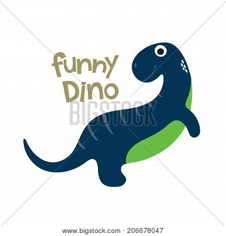 Cute cartoon dino vector illustration. Funny dino