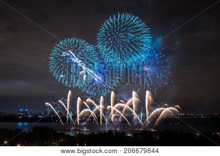 Salute at the finale of the festival Circle of Light in the Strogino floodplain