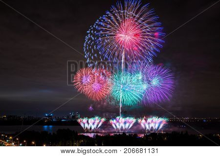 Salute at the finale of the festival Circle of Light in the Strogino floodplain