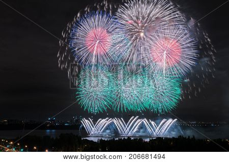 Salute at the finale of the festival Circle of Light in the Strogino floodplain
