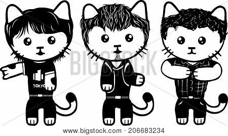 Vector modern fashionable dressed cats. Part 4.