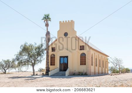 USAKOS NAMIBIA - JULY 3 2017: The Dutch Reformed Church in Usakos in the Erongo Region of Namibia