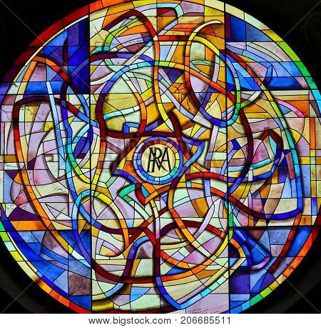 Stained Glass In The Collegiata Of San Gimignano