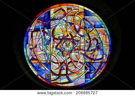 Stained Glass In The Collegiata Of San Gimignano
