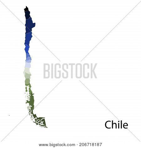 Vector illustration black silhouette of high detailed Chile map