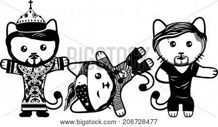 Vector modern fashionable dressed cats. Part 6.