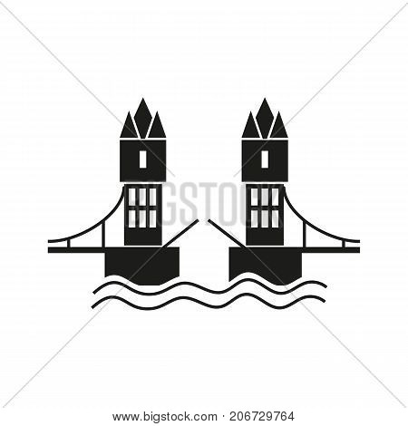Icon of London bridge. Towers, water, drawbridge. Landmarks concept. Can be used for topics like sightseeing, travel, history