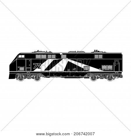 Locomotive Silhouette on White Background Rail Transport Vehicle Train Rail Transportation