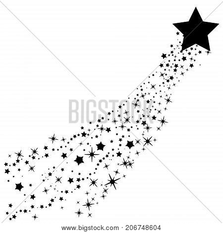 Abstract Falling Star Vector - Black Shooting Star With Elegant Star Trail On White Background - Met