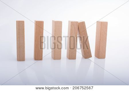 Wooden Domino Blocks On White Background