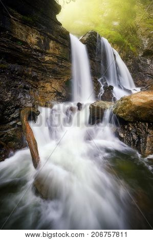 Waterfall Near Farchant Village At Garmisch Partenkirchen, Farchant, Kuchflucht-wasserfalle, Bavaria