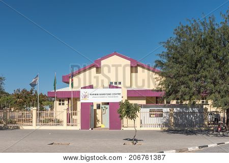 KARIBIB NAMIBIA - JULY 3 2017: The Karibib Gemstone Centre is a Ministry of Trade and Industry initiative and offers a training course in gemstone-cutting and polishing
