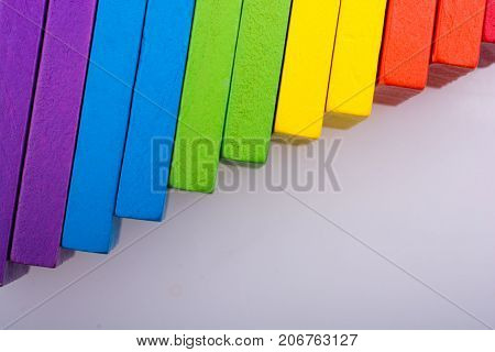 Coorful Domino Blocks On White Background