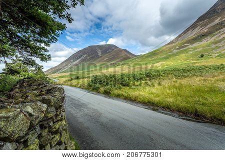 A landscape view of the area around Crummock Water one of the lakes in the Lake District Cumbria United Kingdom.