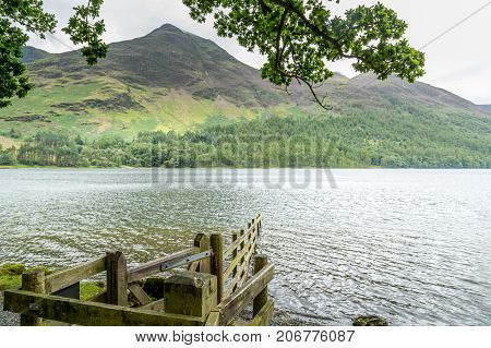 A landscape view of Buttermere one of the lakes in the Lake District Cumbria United Kingdom.