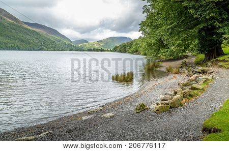 A landscape view of Buttermere one of the lakes in the Lake District Cumbria United Kingdom.